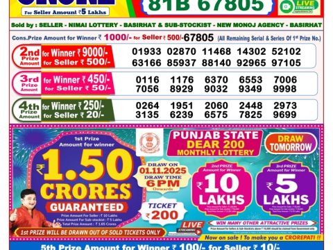 Dear Lottery Sambad 31.10.25 8 PM PDF | Nagaland State Lottery
